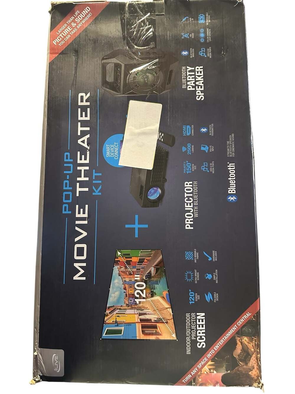 iLive Pop-Up Movie Theater Kit Projector Bundle